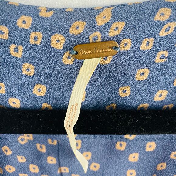 Free People Blue Lace Up Modern Kimono Dress Boho Peasant Size 0 - Picture 6 of 11